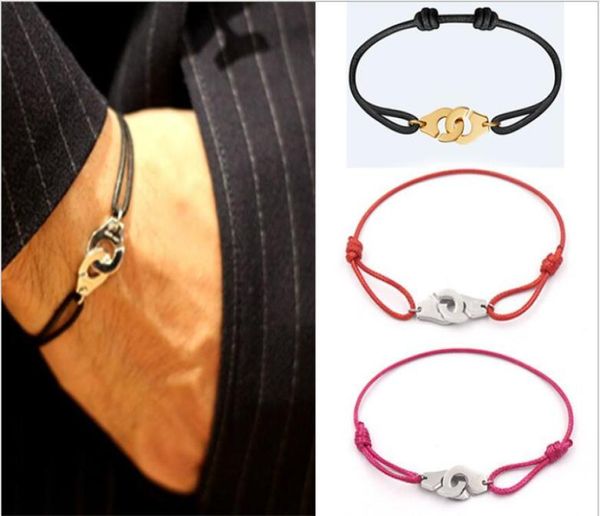 

france paris jewelry 925 sterling silver handcuffs dinh van bracelet for women with rope 925 silver pendant bracelet menottes8359017, Black