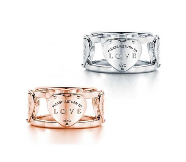 

925 sterling silver geometric classic heart ring elegant and elegant lady ring fashion ring party focus ladies love wedding rings 5261259, Golden;silver