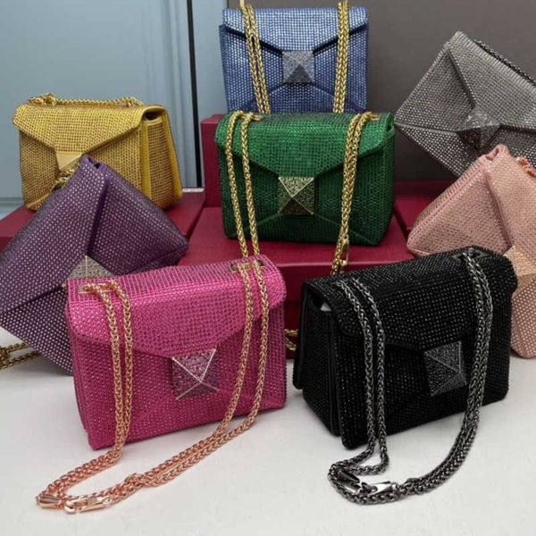 

rhinestone large rivet small bag chain strap shoulder crossbody diamond set crystal bag bag v bags elck