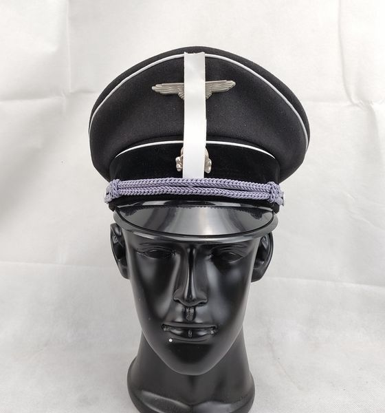 

berets military germany elite officer black wool field hat visor cap 230822, Blue;gray