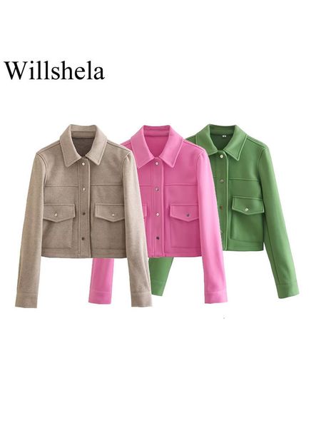 

women's jackets willshela women fashion solid with pockets vintage single breasted lapel neck long sleeves female chic lady outfits 230, Black;brown