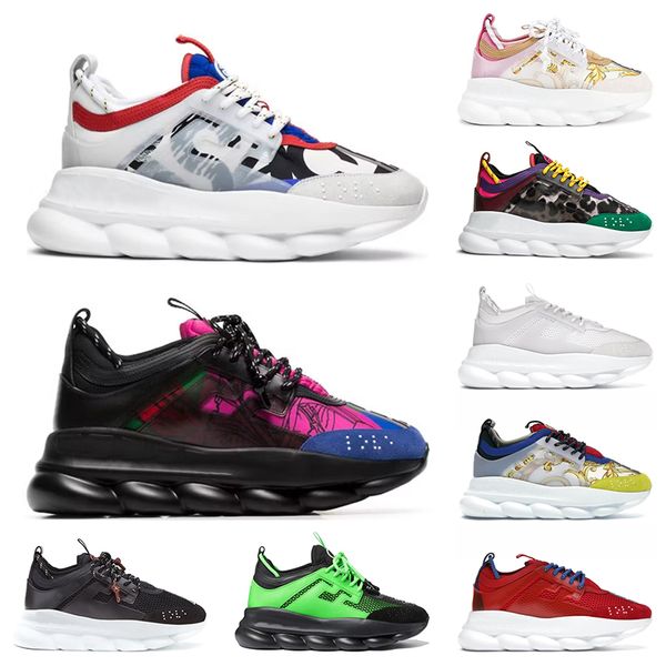 

fashion designer chain reaction shoes mens womens casual shoe pink black multi-color suede fluo barocco golden chainz sneakers leopard platf