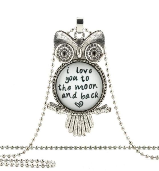 

i love you to the moon and back owl pendant necklace white jewelry for him her art men gifts4841746, Silver
