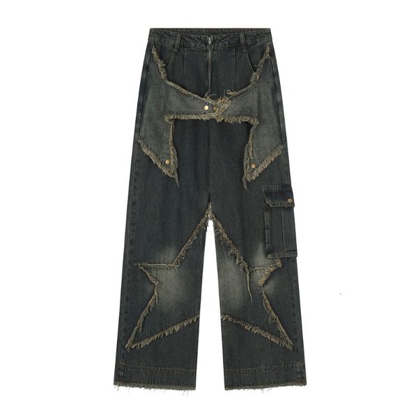 

women's pants capris women oversize stars aesthetic jeans y2k vintage korean streetwear trousers wide leg jeans grunge denim pants men, Black;white