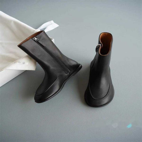 

women's shoes leather ankle boots leather inside zip fashion boots style runway show, Black