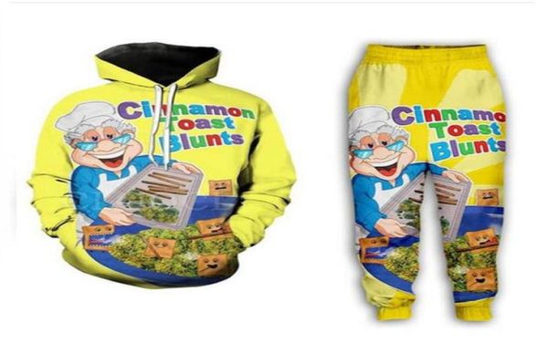 

new menwomens cinnamon toast blunts funny 3d print casual fashion hoodiessweatpants hip hop tracksuits89471762737452, Gray