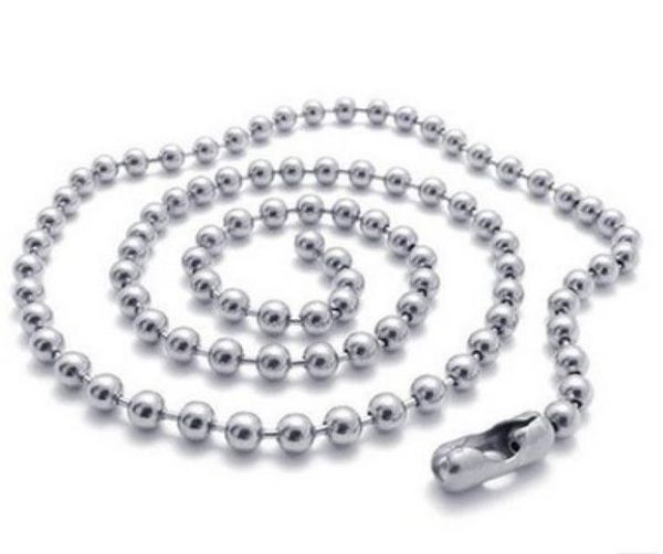 

100pcs 24mm 50cm 60cm 70cm silver tone ball beads beaded necklace chain 5708666