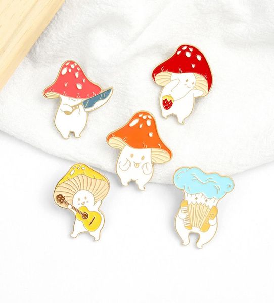 

music mushroom brooches pins cartoon enamel lepal pins badge for women men kids fashion jewelry will and sandy2021841, Gray