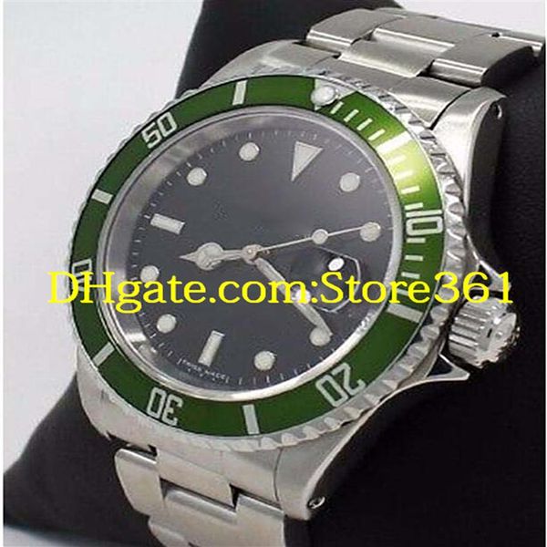 

luxury mens wristwatch 16610 date ss green bezel men's watch 40mm1942, Slivery;brown