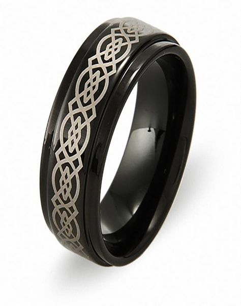 

mens 8mm irish black tungsten wedding bands celtic design engravable love knot engagement promise ringsmens 8mm irish black tungst4150304, Slivery;golden