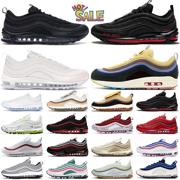 

97 running shoes mens trainers 97s triple black white jesus sean wotherspoon bred undefeated men women trainers outdoor sports sneakers