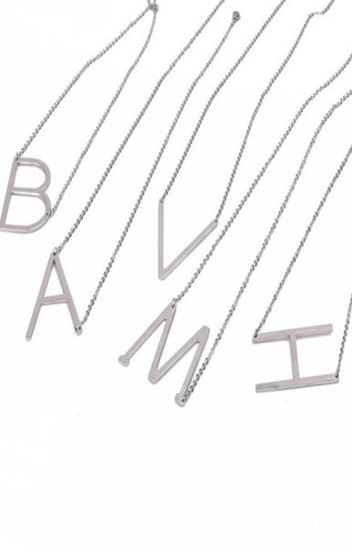 

alphabet letter initial necklace goldrose goldsilver new sideways large initial necklaces for women fashion jewelry wjl28244706922, Silver