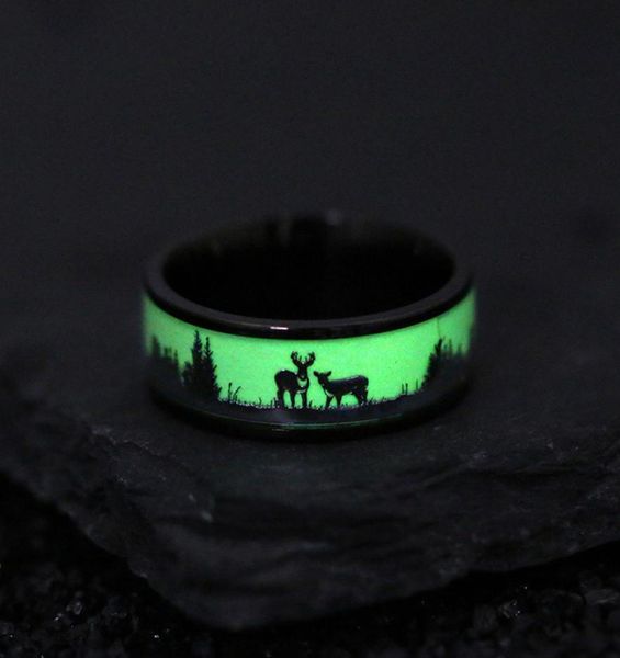 

christmas rings present elk luminous ring glow in the dark stainless steel hip hop jewelry will and sandy3527468, Silver