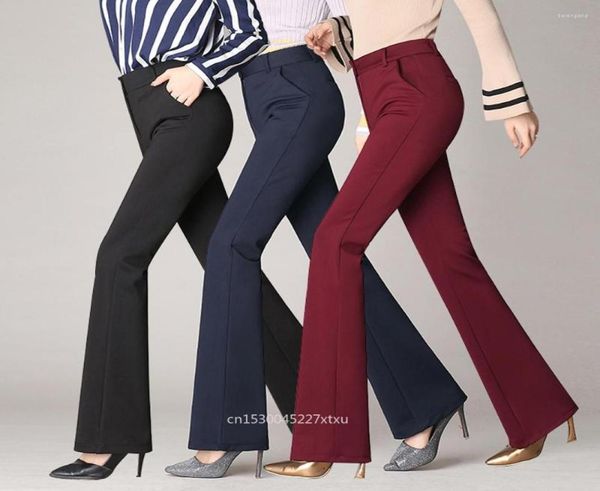 

women's pants ultra-elastic dress soft yoga women trousers stretch high waist flare ice casual dropship2556279, Black;white