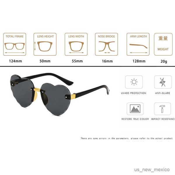 

sunglasses cartoon fashion heart kids sunglasses children sun glasses frame girls boys baby rimless sunglasses ocean lenses r230823, White;black