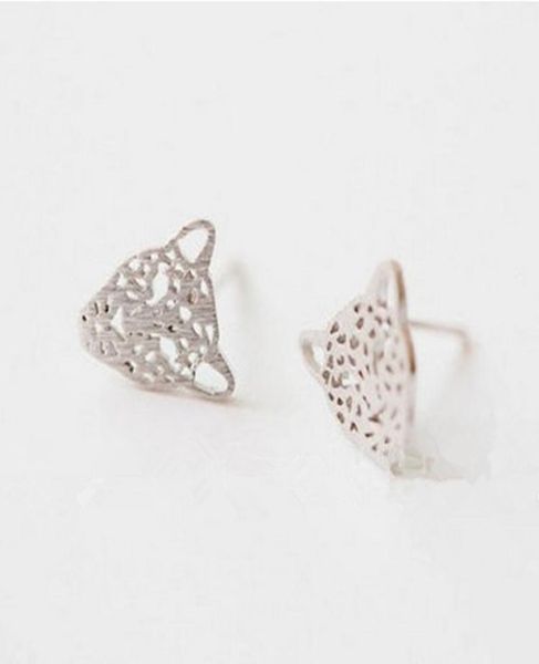 

trendy leopard head stud earrings hollow out hammer point design gold silver rose three color optional suitable for men and women7795210, Golden;silver