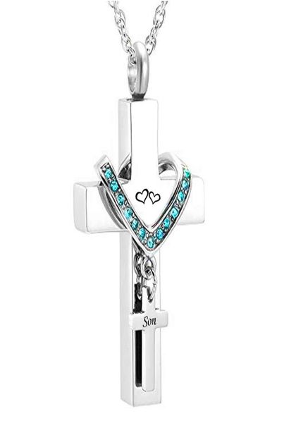 

memorial jewelry stainless steel cross for son memorial cremation ashes urn pendant necklace keepsake urn jewelry8717292, Silver