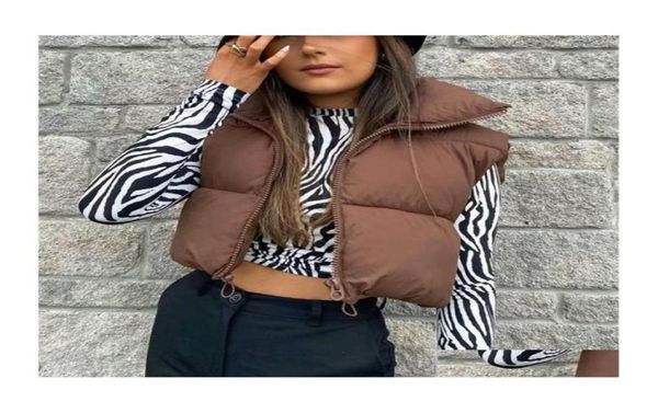

women039s vests womens puffy women zip up stand collar sleeveless lightweight padded cropped puffer quilted winter warm coat ja2475723, Black;white