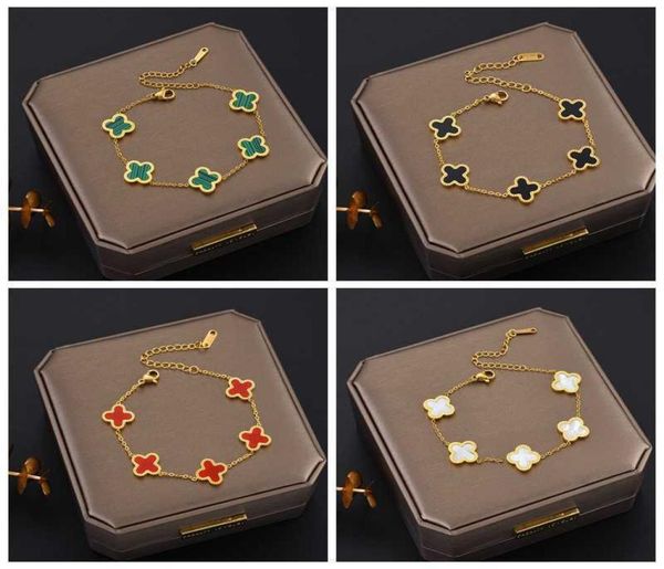 

charm bracelets classic design colorful clover charm bracelet 18k gold stainless steel jewelry for women gift7257145, Golden;silver
