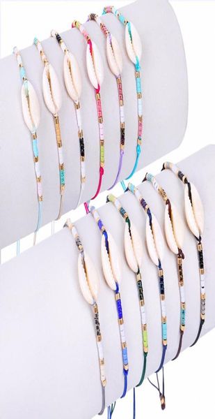 

bohemian seed bead braided bracelets shell charm bracelet ethnic colorful rope jewelry3438259, Black