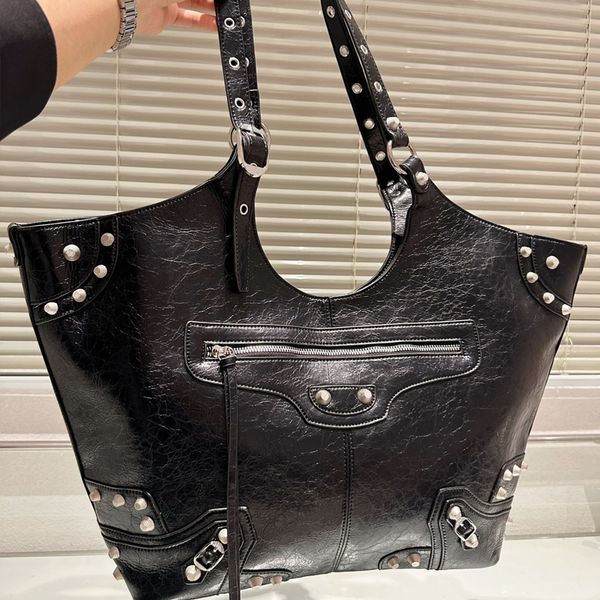 

underarm shoulder bag designer handbag large capacity tote bags cowhide leather travel shopping purse silver hardware adjustable strap zippe