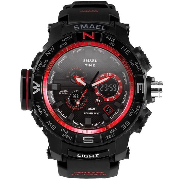 

luxury fantastic watch outdoor dual display 50m waterproof teenage watch tide male fashion smael led electronic watch multi-functi254g, Slivery;brown