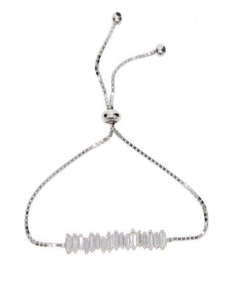 

slider box chain simple bracelets geometric bar charm baguette cubic zirconia paved cz bar bracelet 100 925 silver jewelry6356103, Golden;silver