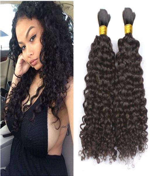 

hair bulk kinky curly afro mongolian 3pcs bulks hair for braids9129265, Black