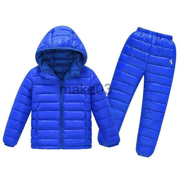 

down coat winter children clothing sets baby boy warm hooded down jackets pants clothing sets girls boys snowsuit coats ski suit 212y j23082, Blue;gray
