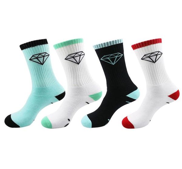 

2021 men brand long socks classic diamond skateboard compression terry cotton male casual basket meias6452903, Black