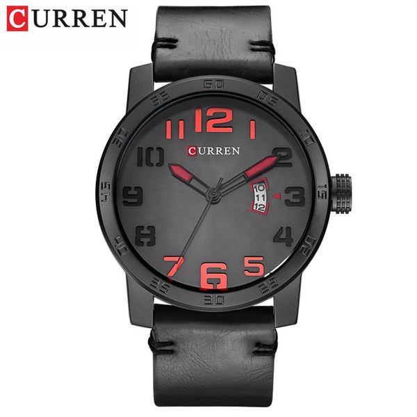 

new men watches curren fashion sports wristwatch casual business quartz calendar male clock leather strap relogio masculino2783, Slivery;brown