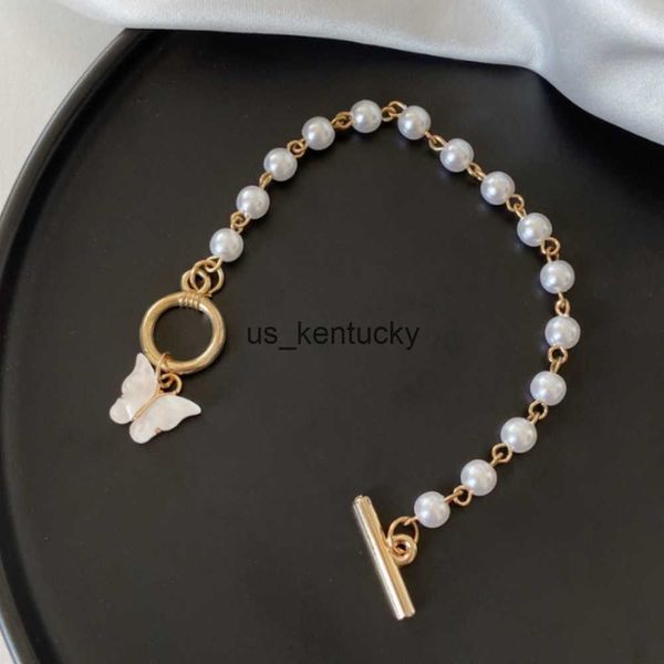 

charm bracelets fashion butterfly pearl pendant bracelet ladies girl trend charm bracelet five friendship jewelry r230823, Golden;silver