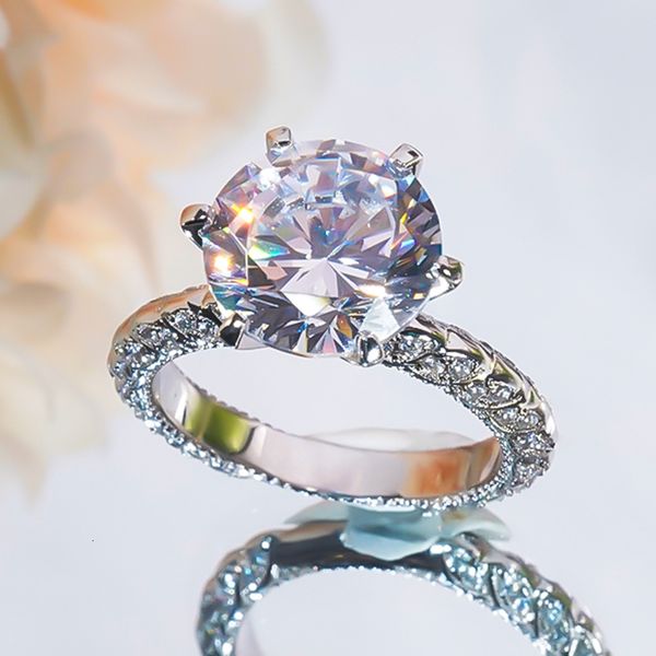 

wedding rings luxury 5 carat d color ring certificate s925 sterling silver pt950 platinum plated for women fine jewelry 230822, Slivery;golden