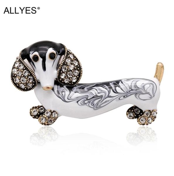 

allyes cute dachshund brooches dog for women and men fashion suit lapel pins metal crystal enamel pin animal brooch jewelry4686411, Gray