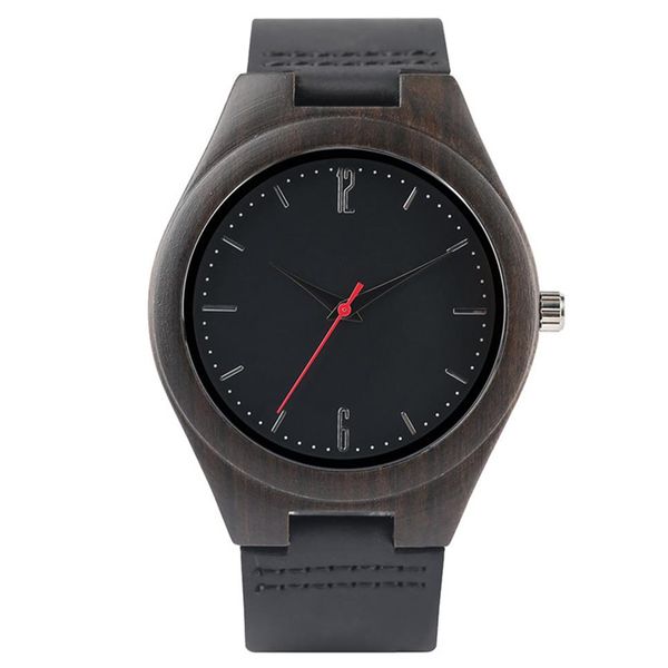 

casual men watches black natural wood watch male analog quartz clock bamboo wristwatch with leather bracelet band strap gift reloj204t, Slivery;brown
