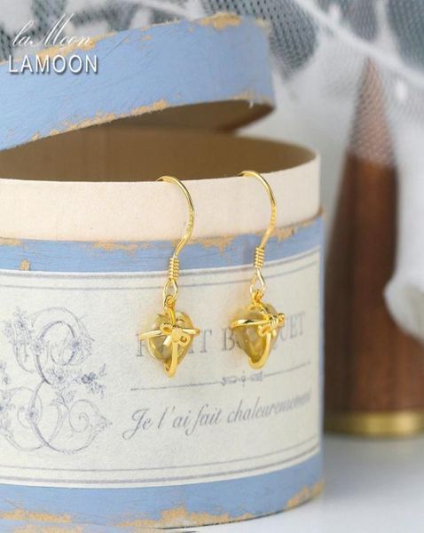 

lamoon 925 silver drop earrings for women romantic heart natural citrine jewelry 14k yellow gold plated fine jewelry lmei013 b12046161605, Golden