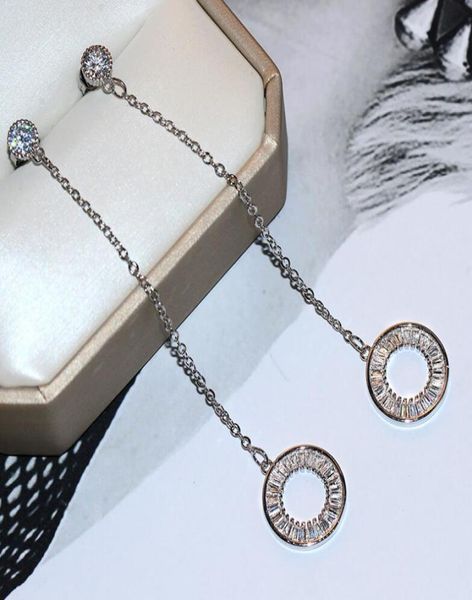 

fine jewelry long tassels earring popular 925 sterling silver circle princess cut white sapphire cz diamond gemstones women bridal7035974