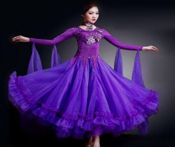 

7 colours woman highend big swing standard ballroom dance costume dress for competition sequins waltztangofoxtrot costumes7719912, Black;red