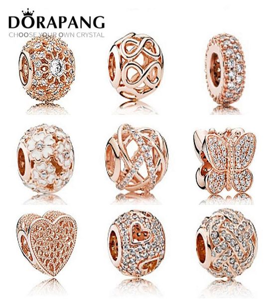 

dorapang s925 sterling silver rose clear cz charm beads collocation bracelet diy bracelet beads for jewelry factory whole3163915, Black