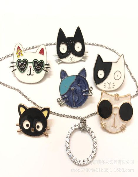 

cartoon animal brooch pin cute cat metal brooches for women vintage lapel pin set hat bag accessories scarf buckle jewelry gift s02192293, Blue