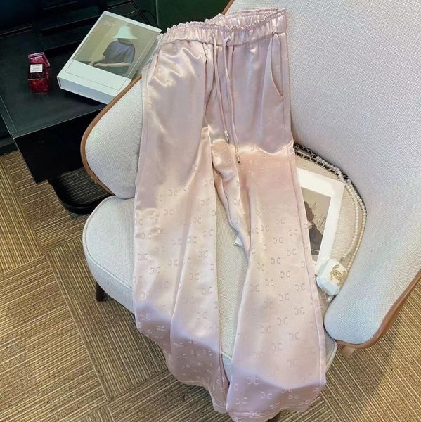 

autumn women's designer brand pants fashion classic printed thin temperament wide leg pants europe and the united states selling large, Black;white