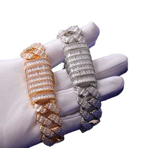

popular heavy cuban chain 4 rows 20mm white gold silver vvs moissanite diamond hip hop cuban link chain bracelet