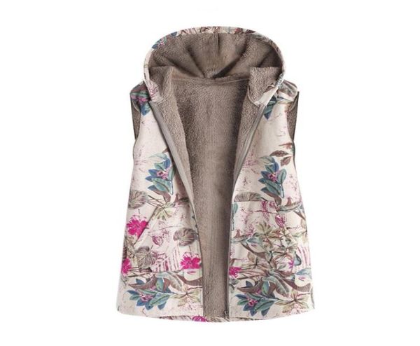 

women039s vests 2021 autumn winter sleeveles vest brand faux fur floral printed zipper warm jacketouterwear thick8007282, Black;white