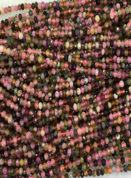 

natural genuine multi color mix tourmaline hand cut faceted rondelle loose small beads diy jewelry necklaces or bracelets 16quot5387956, Black