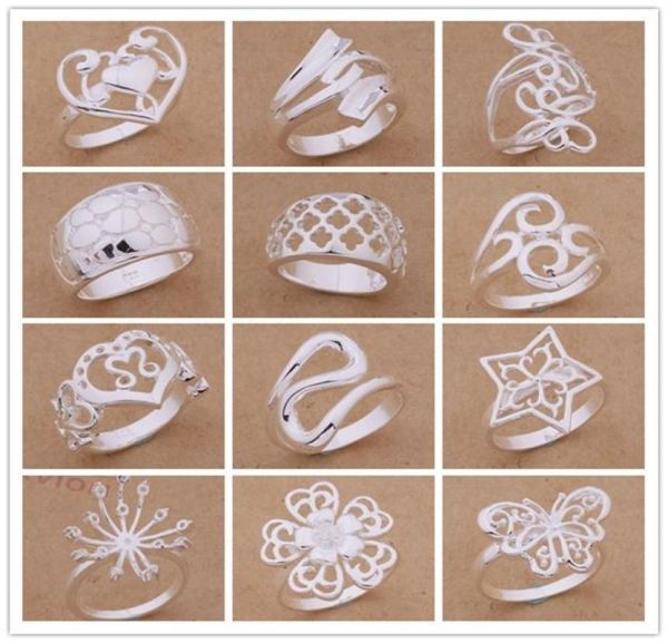 

mixed order 24pcslot 925 silver plated rings fashion jewelry party style christmas gift 3956828