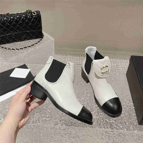 

luxury design boots 2023 channel fashion women's work decoration snow skid anti slip knight boots martin boots casual socks boots 05-00, Black