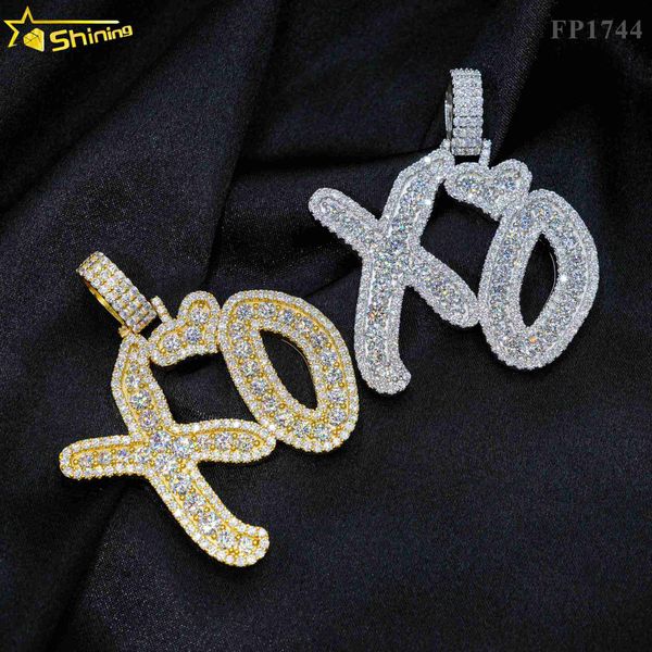 

iced out letter pendants custom design sterling silver jewelry vvs moissanite diamond pendant gold plated xo charms