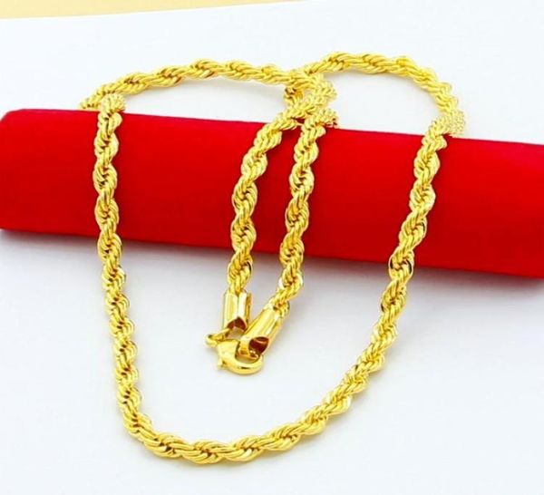 

18k real gold plated stainless steel rope chain necklace 4mm for men gold chains fashion jewelry gift hj2597268634, Silver