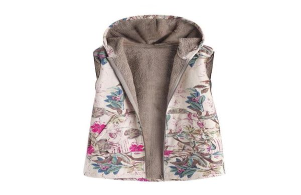 

women039s vests 2021 autumn winter sleeveles vest brand faux fur floral printed zipper warm jacketouterwear thick3989737, Black;white