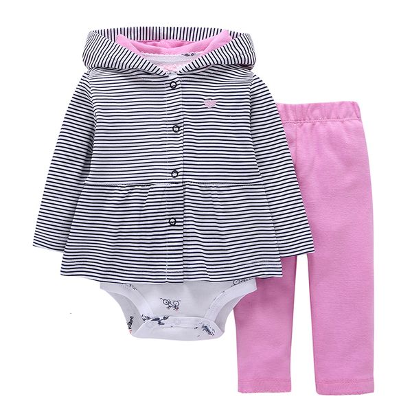 

rompers stripe hooded jacket long sleeve bodysuit pants for baby girl clothes set born boy outfit born clothing babies suit 230823, Blue
